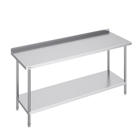 VEVOR 24 x 72 x 36 Inch Stainless Steel Work Table, Commercial Food Prep Worktable Heavy Duty Prep Worktable, Metal Work Table with Adjustable Height for Restaurant, Home and Hotel VEVOR