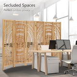 Asnefeli Wooden Room Divider Wall, 6 Panel Divider Screens, Folding Privacy Screen, 5.6 FT Wall Divider Room, Carved Room Divider Panel, Portable Wall Divider for Home Bedroom Office (Natural) Asnefeli
