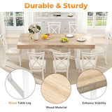 Zevemomo 63"-78.7" Expandable Dining Table, 6-10 Extendable Dining Table, Rectangle Conference Table, Farmhouse Kitchen Table with Slide Track, Tapered U-Shaped Wood Legs for Office, Living Room-Oak Zevemomo