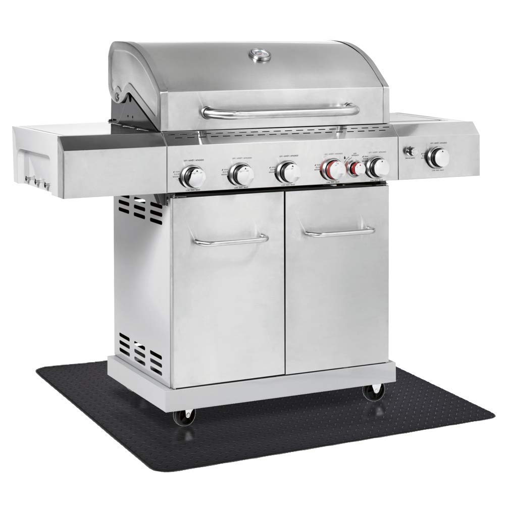 RESILIA - X-Large Under Grill Mat - Black Diamond Plate, 57 x 47 inches, for Outdoor Use RESILIA