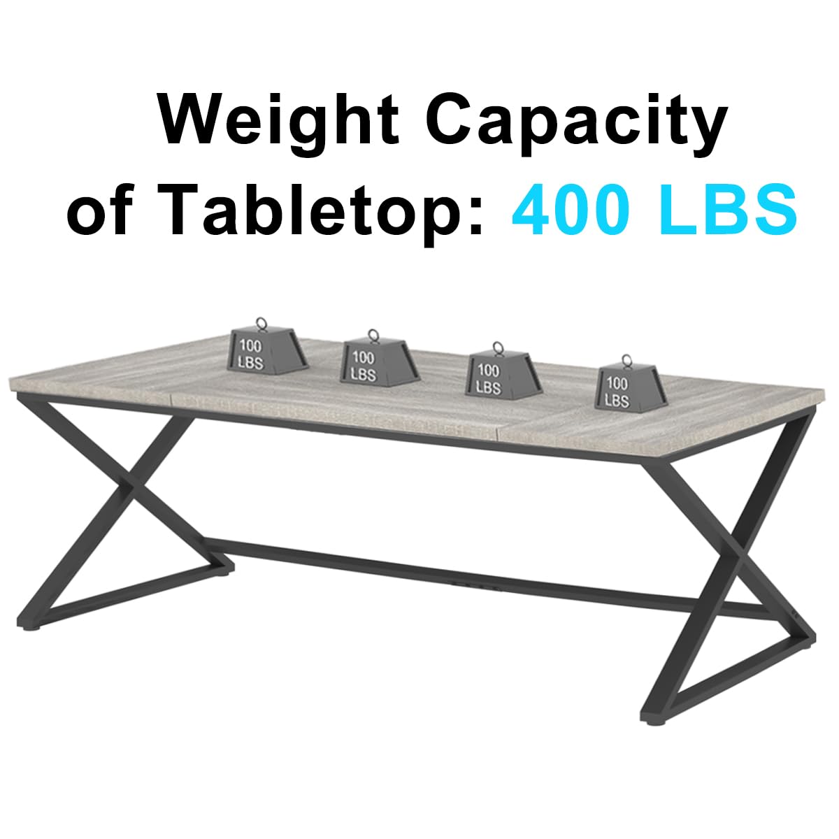 IBF Large Home Office Computer Desk, Industrial Long Work Study Writing Desk, Simple Executive Conference Table for 2 Person, Wood Metal Double Pc Gaming Workstation in Bedroom, Light Grey Oak, 70 in IBF