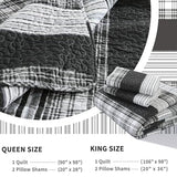 Homzard King Size Comforter - 100% Cotton, Black White Striped King Quilt Bedding Set,Black Grey Plaid Striped Bedding King,Farmhouse Lightweight Comforter for Bed,All Season Homzard