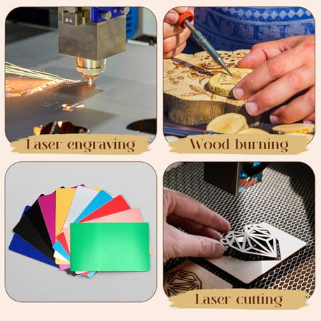 Tondiamo 137 Pcs Laser Material Explore Kit Laser Cutting Materials Engraving Material Accessories Including Acrylic, Wood, Metal, PU Leather, Fabric, Rock, Rubber Materials for Laser Cutter Engraver Tondiamo