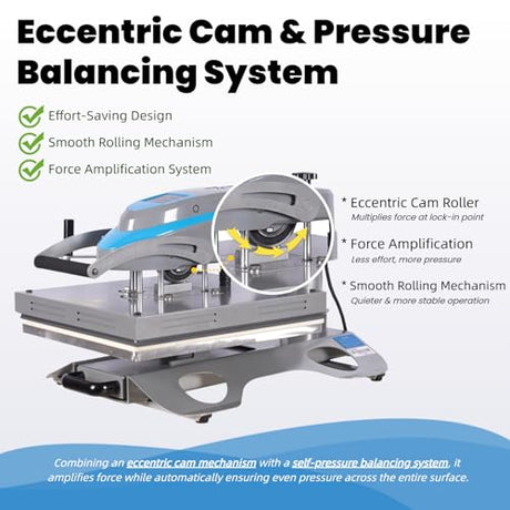 Eonvest 16x24 Manual 90° Swing Away Heat Press Machine with Slide Out Base, 2kw, High Pressure, Designed for Industrial, Small Business, or Home Use. (Grey and Blue, 16x24 Manual) Eonvest