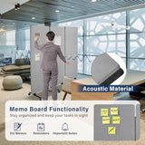 72" X 66" partition Room dividers, 3 Panel Sound Proof Dividers for Office Partitions, Room Divider Privacy Panel with Wheels, Portable Temporary Wall for Office, Studio, School, Hospital(Light Gray) Generic