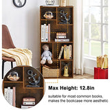 VECELO 42 Inch High Bookcase, 4-Tier Modern Storage Cabinet with Height Difference Shelves for Standard Textbooks, Floor Standing, 7 Cubes, Horizontal Available, Easy Assembly, Rustic Brown VECELO