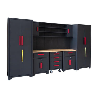 Metal Garage Cabinets and Storage System，9 PCS Heavy Duty Steel Lockable Cabinets for Gym,School,Garage,Home, Office,Utility Room Black - WoodArtSupply