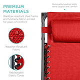 Best Choice Products Folding Zero Gravity Outdoor Recliner Patio Lounge Chair w/Adjustable Canopy Shade, Headrest, Side Accessory Tray, Textilene Mesh - Crimson Red