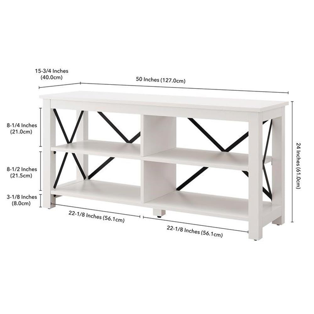 Henn&Hart Rectangular TV Stand for TV's up to 55" in White, TV Stands for the Living Room Henn&Hart