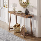 Huuger Entryway Console Table with Charging Station, USB-C Port, 47.2 Inch Sofa Table with Metal Legs, Entry Hallway Table with Thicker Desktop, Modern Behind Couch Table, Rustic Brown Huuger