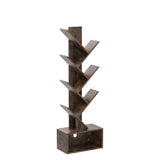 Yoobure Rustic Brown Tree Bookshelf - 6-Shelf Tall Book Storage Rack for Home and Office Yoobure