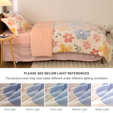 Holawakaka Full Fluffy Comforter Set, Cute Botanical Flowers Print Fleece Bedding Set for Girls Women, Super Soft Floral Fuzzy Bed Set with Pillowcases for Nursery & Kids Teen's Bedroom Holawakaka