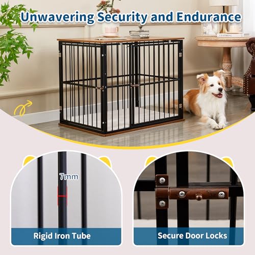 Made4Pets Dog Crate Furniture for Large Dogs, Big Dog Kennel House for Indoor and Outdoor Use, Heavy-Duty Dog Cage Chew-Resistant with Washable Cushion, Modern Side End Table, 31.1"*21.5"*25.2" MADE 4 PETS