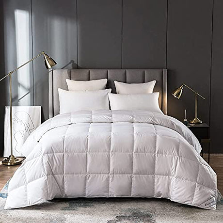 Eastwarmth Lightweight Goose Down Comforter Cooling Blanket Duvet for Summer/Warm Weather,Ultra Soft Fabric 750 Fill Power White King Size Eastwarmth