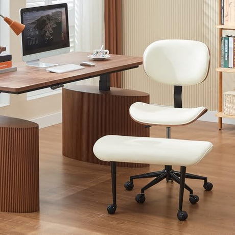 Bestier Cross Legged Office Chair with Wider Bentwood Back Support, Ergonomic Meditation Office Chair for Adults up to 300 lbs, 360° Swivel Adjustable Height for Multi Position White Bestier