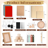 Tondiamo 76 Pcs Laser Material Explore Kit for Laser Engraving Materials Accessories Including Wood, Metal, PU Leather, PVC Materials for Laser Engraver Crafting Supplies Tondiamo