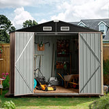 Aoxun Outdoor Storage Shed, 6.4x4 FT, Garbage Can,Outdoor Metal Shed for Tool,Garden,Bike, Brown Aoxun