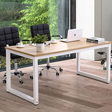 NSdirect Modern Computer Desk 63 Inch Large Office Desk, Writing Study Table for Home Office Desk Workstation Wide Metal Sturdy Frame Thicker Steel Legs, White NSdirect