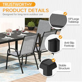 PIZZELLO 7-Piece Outdoor Dining Set Patio Dining Set for 6 Outdoor Table and Chairs All Weather Outdoor Patio Set w/Stackable Patio Chairs and HDPE Dining Table for Backyard, Garden and Poolside PIZZELLO