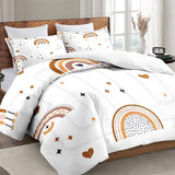 WeCozy Twin Size Comforter Set with Pillowcase, Cute Boho Rainbow Bohemian Nursery Soft 2 Pcs Bedding for Kids and Adults Bedroom Bed Decor WeCozy