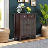 SIMPLIHOME Acadian SOLID WOOD 36 inch Wide Rustic Entryway Hallway Storage Cabinet in Brunette Brown, with 2 Drawers, 2 Doors and 2 Adjustable Shelves SIMPLIHOME