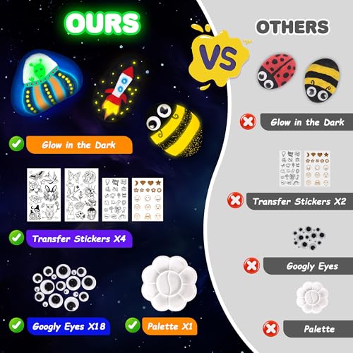 Kids Arts and Crafts Rock Painting Kit - Glow in The Dark - Arts & Crafts Birthday Christmas Gift for Girls Ages 8-12 - Craft Kits for Kids Ages 4-8 - Creative Art Kid Toy for 7 8 9 10 Year Old Crincy