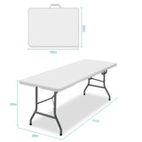 GUFY LAXMO 6ft Folding Table, Foldable HDPE Dining Table for Picnic, Camping, Party, Display with Carrying Handle - White GUFY LAXMO