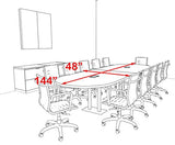 Modern Racetrack Steel Leg 12' Feet Conference Table, OF-CON-CM14 UTM Furniture