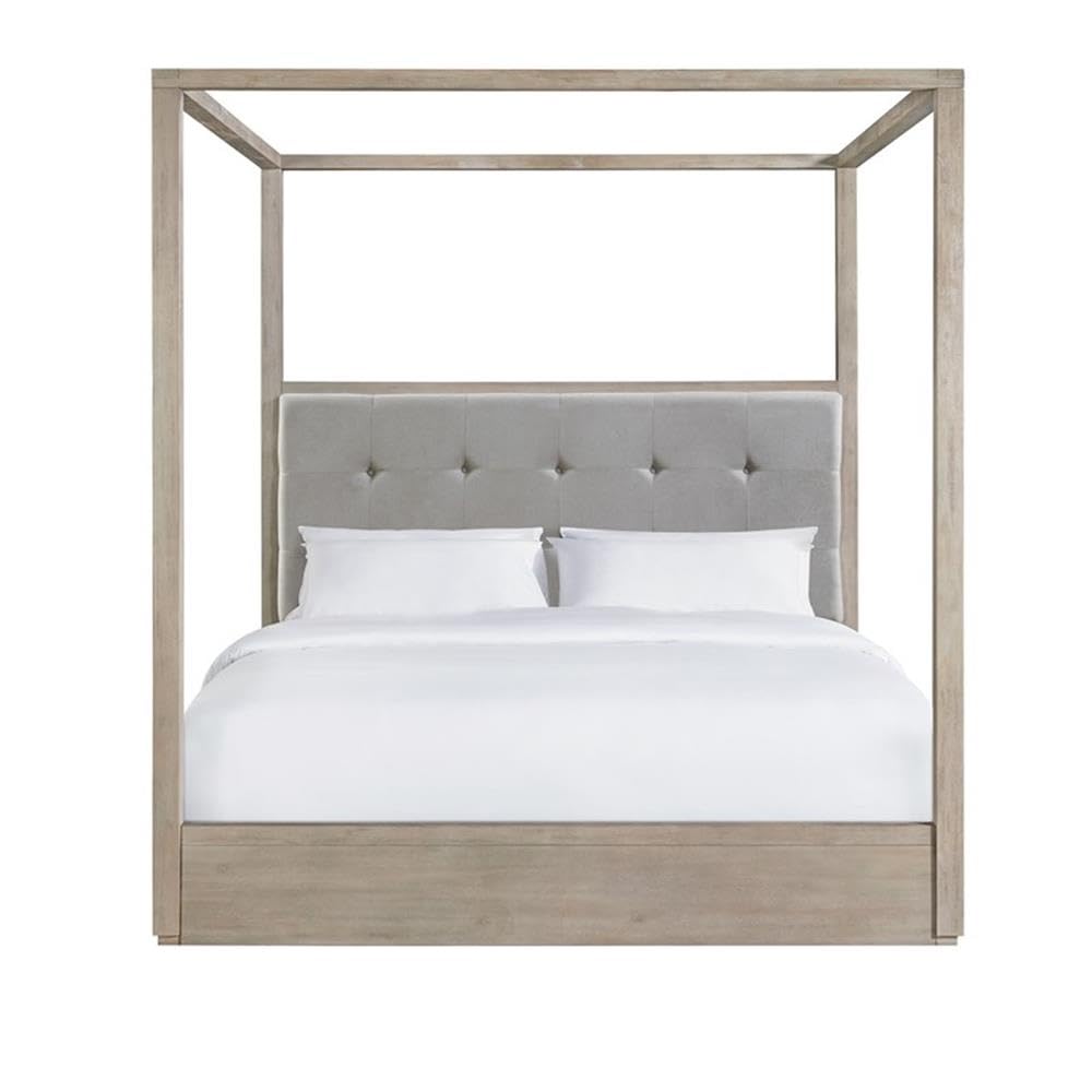 Pemberly Row Contemporary Wood King Canopy Bed in Gray Finish Pemberly Row