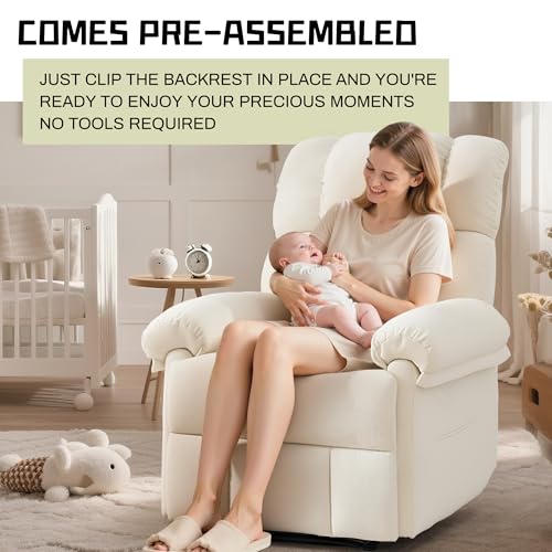 Korser Recliner Chair, Living Room Chairs for Adults, Thick Upholstered Manual Recliner with Side Pockets, Small Recliner for Small Spaces, Lounge Chair for Nursery Bedroom Apartment RV, Chenille