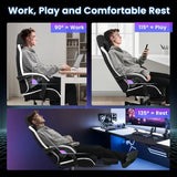 N-GEN GAMING Video Gaming Chair Office Computer Desk Use Ergonomic Reclining Backrest Adjustable Armrests Lumbar Support Footrest High Density Foam Breathable Fabric Heavy Duty Base (Black) N-GEN GAMING