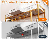 ODK Vanity Desk with Fabric Drawers & Storage Shelves, Makeup Dressing Table, Home Office Desks for Bedroom, Modern Writing Desk,White Marble and Gold Leg, 48"x16" (No Mirror) ODK