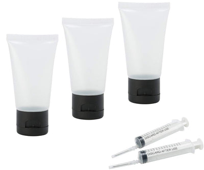Travel Well 30ml Clear Plastic Empty Bottles with Flip Cap BPA-free Set of 50 With Injector Syringes