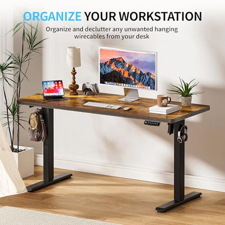 BIZUM Electric Standing Desk, 55" x 24" Height Adjustable Desk, Rustic Brown Sit to Stand Desk Memory Gaming Computer Workstation for Home Office BIZUM