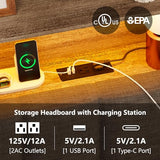 Elevate Your Space with the CSZZD Queen Bed Frame: Upholstered with Smart LED Lights & Storage Headboard in Oak Gray CSZZD