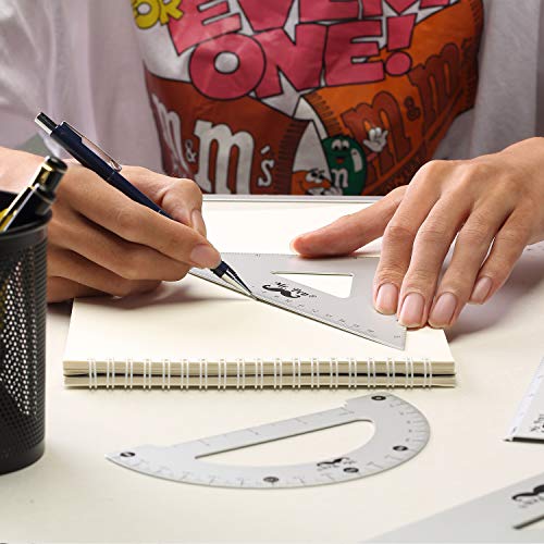 Mr. Pen– Metal Geometry Set, 4Pack, Metal Protractor, Aluminum Ruler, Metal Set Square, Triangle Ruler, Drafting Triangles, Triangle Ruler, Protractor Metal, Drafting Set, Geometry Kit, Drafting Ruler Mr. Pen