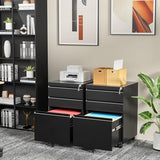 INTERGREAT 3 Drawer File Cabinet, Metal Filling Cabinet with Lock, Locking Office Mobile Cabinet with Wheels for Legal/Letter Size, Under Desk, Black INTERGREAT