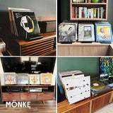 MÖNKE Premium Vinyl Record Storage - a Mid-Century Style Record Holder for Albums, 60-70 LP Capacity - Complements Any Record Player (Brown) MÖNKE