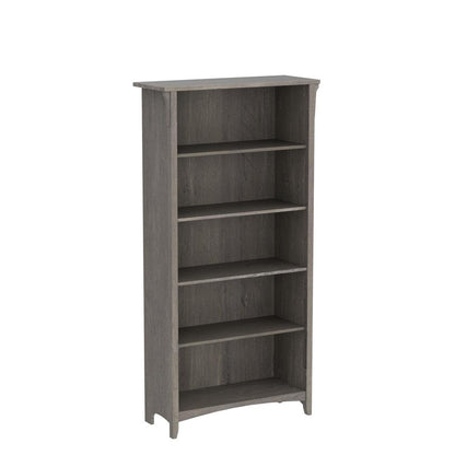 Bush Furniture Salinas 5 Shelf Tall Bookcase Set of 2 - Driftwood Gray - WoodArtSupply