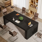 Tribesigns 12 ft Conference Table for 10-14 People, 142-Inch Rectangular Executive Meeting Table for Office, Farmhouse Sturdy Business Desk for Office Conference Room, (2, Black) Tribesigns