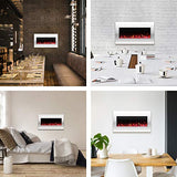 Northwest Wall Mounted Electric Fireplace Heater - 10-Color LED Flame and 3 Media Backgrounds 36-Inch Wall Mounted Fireplace with Adjustable Brightness and Remote (White) Northwest