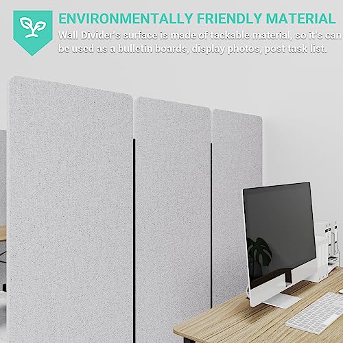 Soundproof Room Divider with Wheels, 66in Office Dividers for Sound Proofing & Reducing, 3 Panel Sound Proof Dividers for Office Partitions Portable Temporary Wall Acoustic Wall Divider，Light Grey YASRKML