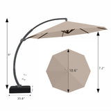 AreShark 7-Piece Patio Dining Set with 11 FT Curvy Cantilever Umbrella, HDPE Tabletop & Aluminum Frame All-Weather Outdoor Furniture for Garden, Backyard, Poolside, Gray AreShark