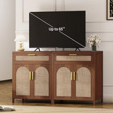 Curlaky Rattan Buffet Cabinet with Storage, Sideboard Cabinet with Doors and Shelves, Accent Coffee Bar with Drawers, Farmhouse Kitchen Storage Cabinets, Wood credenza for Entryway, Living Room Walnut Curlaky