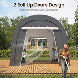 Kiss the Water Heavy Duty Carport with 4 Cloth Bags, All-Weather Car Canopy with 2 Roll-up Doors, Portable Garage Storage Shelter Shed for Cars, Truck, or Garden Tools, 10' x 15' Kiss the Water