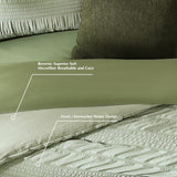 CASAAGUSTO Queen Comforter Set, 7 Pieces Sage Green Seersucker Bed in a Bag Queen Size Soft All Seasons, Bedding Sets with Comforter, Flat Sheet, Fitted Sheet, 2 Pillow Shams, 2 Pillowcases CASAAGUSTO