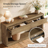 Tribesigns 63" Console Table with 2 Drawers, Farmhouse Entryway Table with Open Storage Shelf, Wooden Sofa Console Behind the Couch for Living Room, Hallway, Foyer, Brown Tribesigns