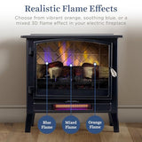 Country Living Infrared Freestanding Electric Fireplace Stove Heater in Black | Multiple Flame Colors, Metal Design with Faux Wooden Logs | Alexa/WiFi Enabled - Remote Included Country Living