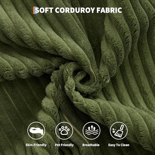 IDEALHOUSE 4 in 1 Convertible Sleeper Sofa Bed Couch, 79 Inch Boneless Corduroy Floor Couch with Pillows, No Assembly, Modern Deep Seat Sofa Futon Mattress for Living Room,Apartment,Green IDEALHOUSE