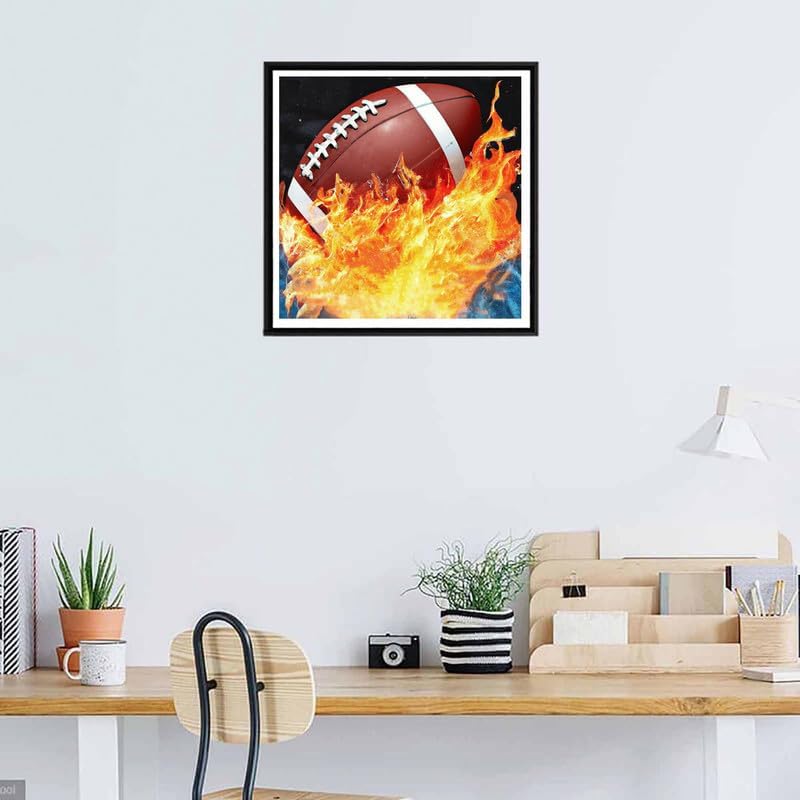 Zariocy 5D Diamond Art Kits for Adults Rugby Football, DIY Paint with Diamond Art Round Full Drill Crystal Diamond Paintings Arts Craft for Home Office Wall Decor 12x12 inch Zariocy
